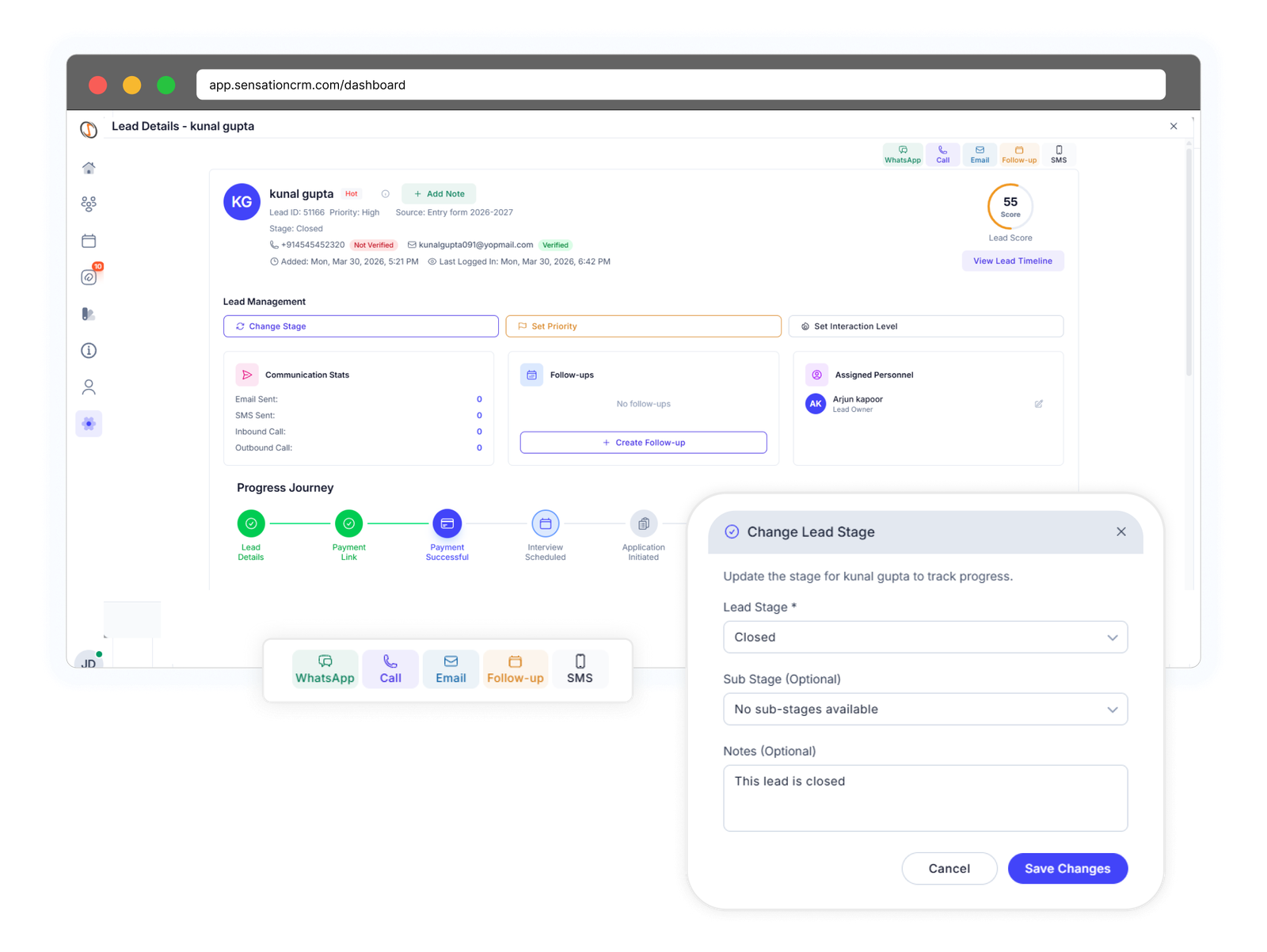 Dynamic lead engagement logs