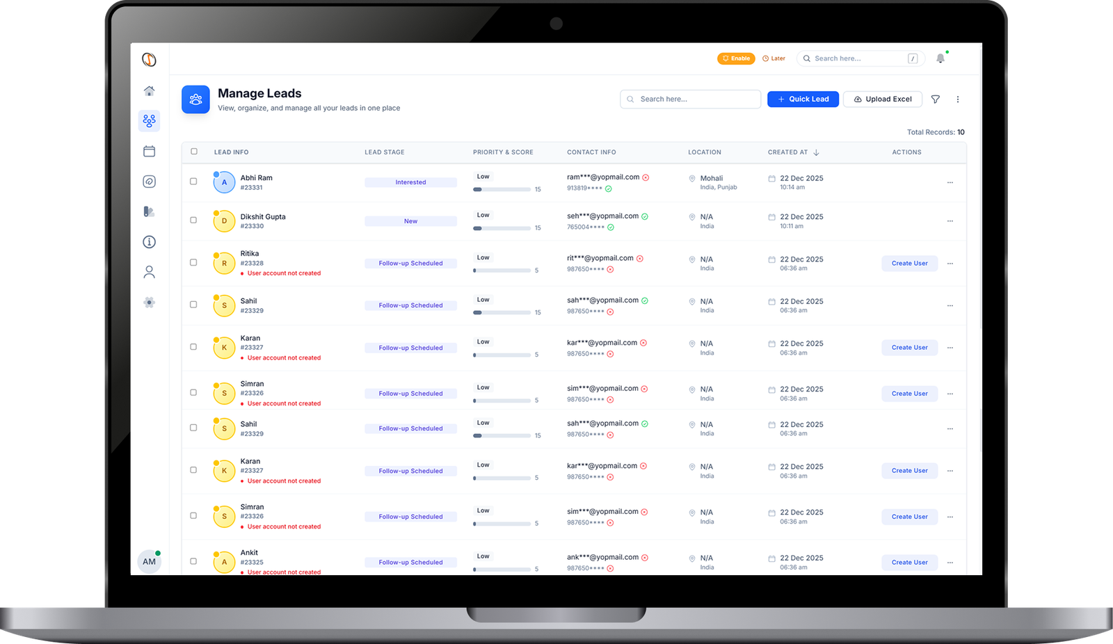 Dashboard Image - Lead Management Education CRM