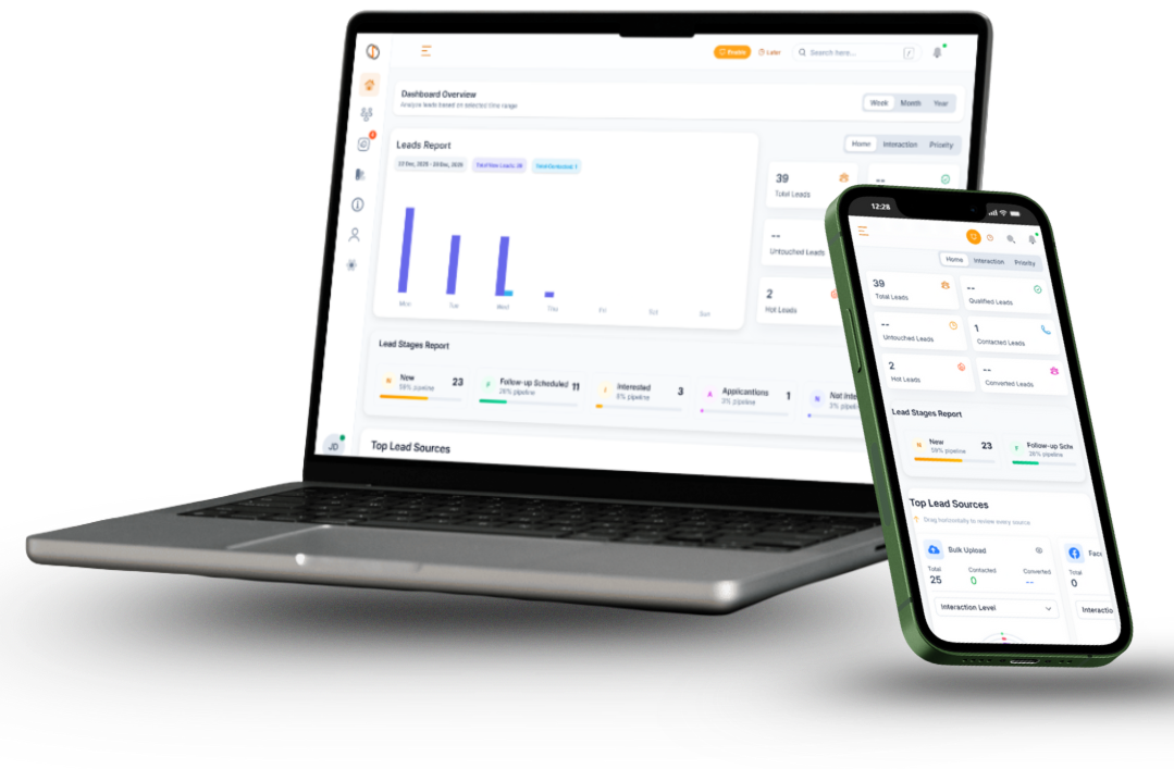 education crm software dashboard