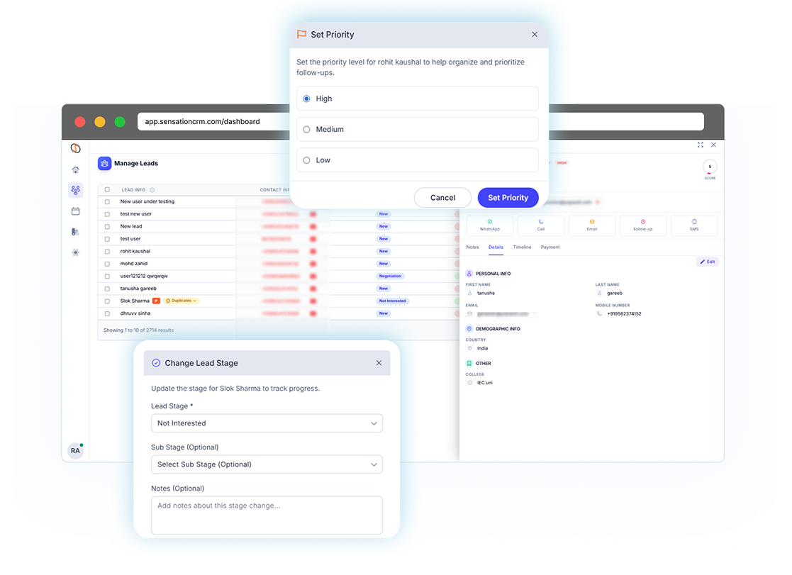 Real-Time Counselor Performance crm dashboard