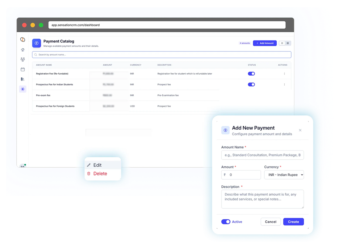 Secure payment automation in Sensation CRM
