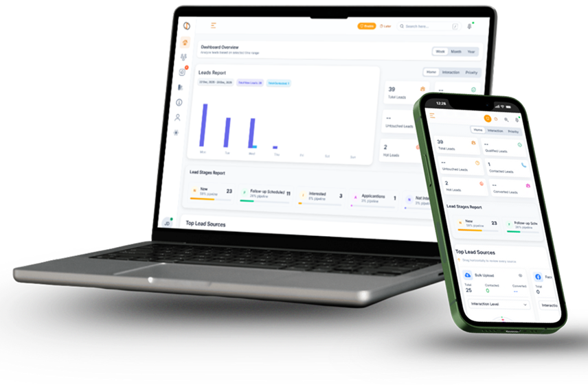 education crm software dashboard